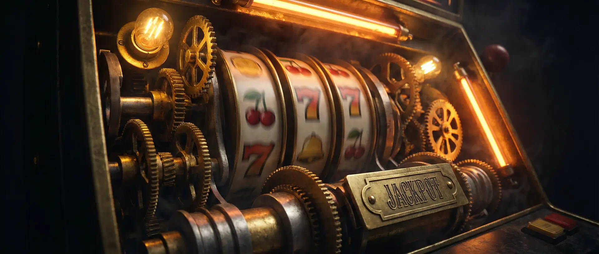 老虎机内部机械齿轮运转特写 老虎机下载 世界